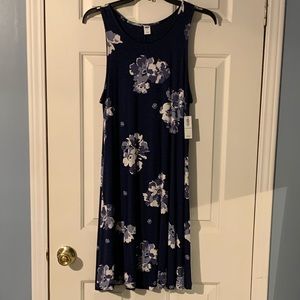 Old Navy Sleeveless Swing Dress Navy Flowers